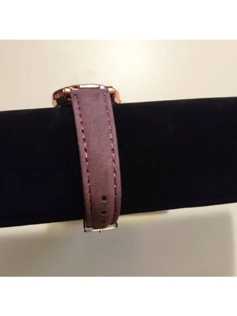 Rose Gold Quartz Watch With Glitter Dial & Purple Leather Strap-LIKE NEW-WORKS